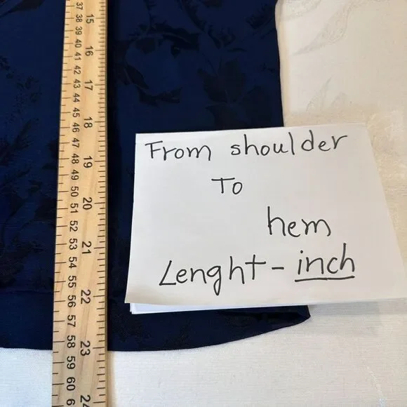 Chico's Women's Size 2 (12-14) Navy Blue Jacquard Dolman Sleeve‎ Top Rayon - Picture 5 of 9